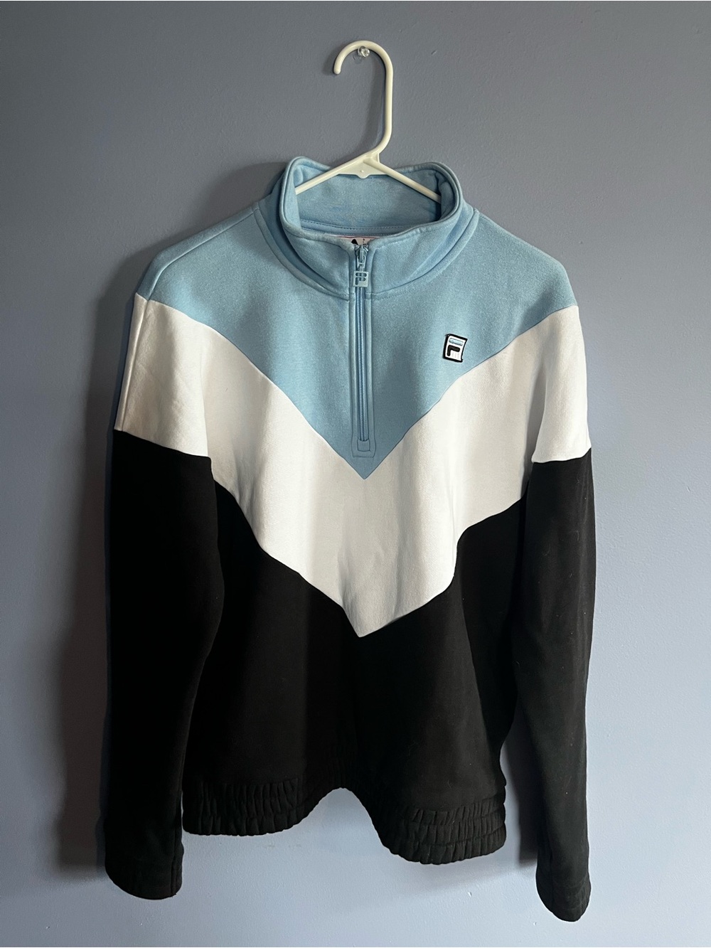 Fila Women’s Colorblock Quarter-Zip Sweater - Light Blue/White/Black